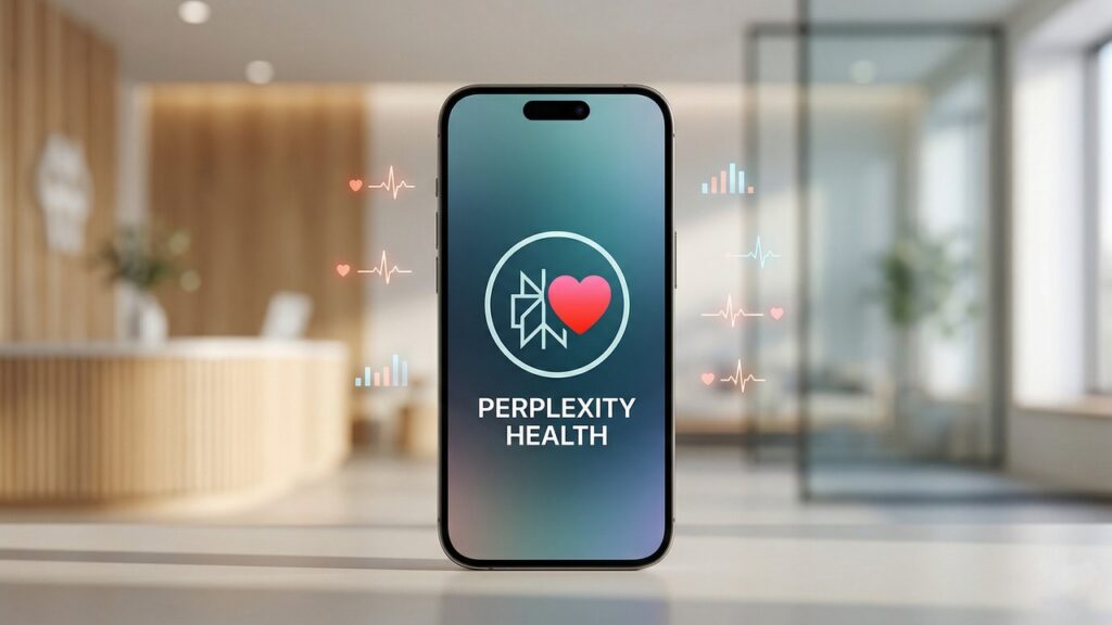 Logotipo de Perplexity junto al icono de Apple Health.