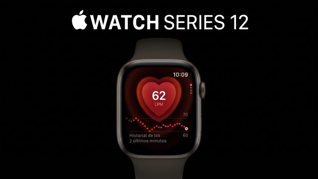 Apple Watch Series 12 en acabado bronce oscuro con esfera modular
