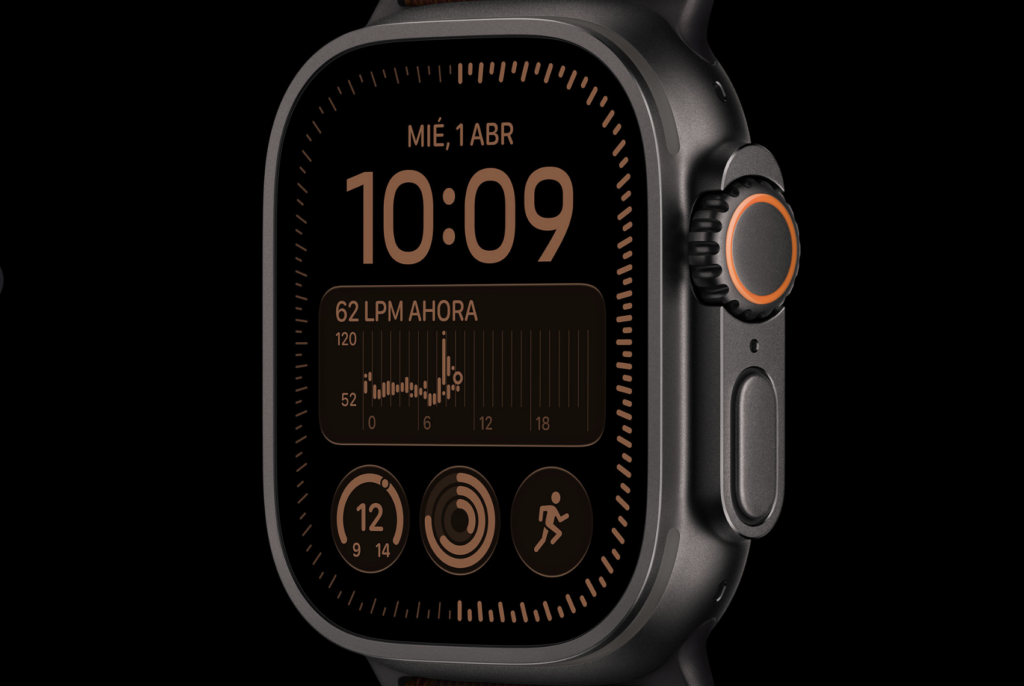 Apple Watch Ultra 4 con la esfera encendida sobre fondo negro