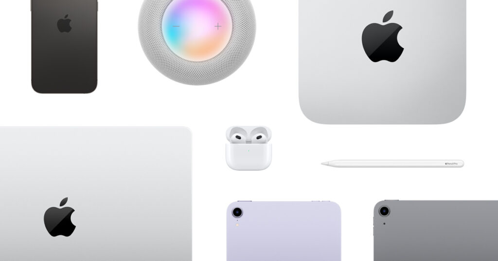 Productos Apple: iPhone, HomePod mini, Mac mini, AirPods, iPad y MacBook