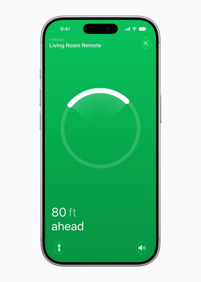 Búsqueda de Precisión localizando el Siri Remote desde un iPhone