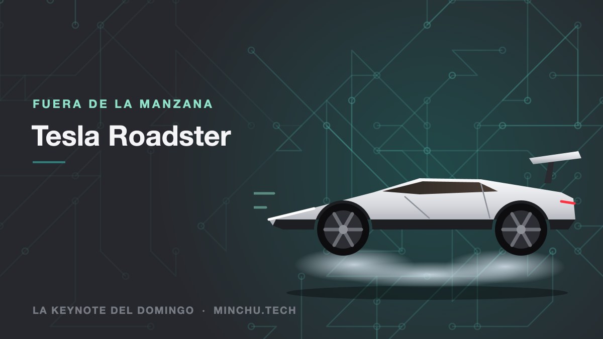 Ilustración del nuevo Tesla Roadster plateado, de líneas angulosas y con alerón trasero